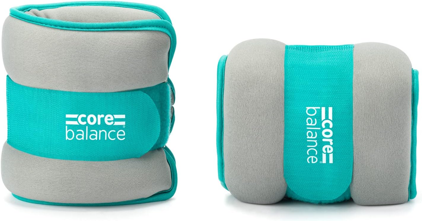 Core Balance Teal Ankle and Wrist Weights Adjustable Strap Neoprene Fabric Set O...