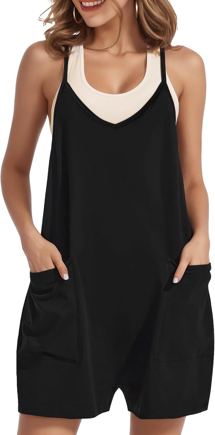 Buauty Women's Casual Rompers Summer Sleeveless Jumpsuits Loose Spaghetti Strap...