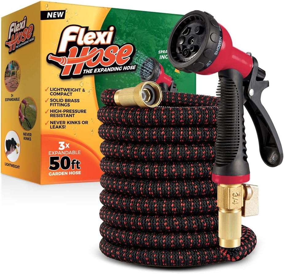 Flexi Hose Expandable Garden Hose - 50FT Heavy Duty Water Hose, Retractable Hose...