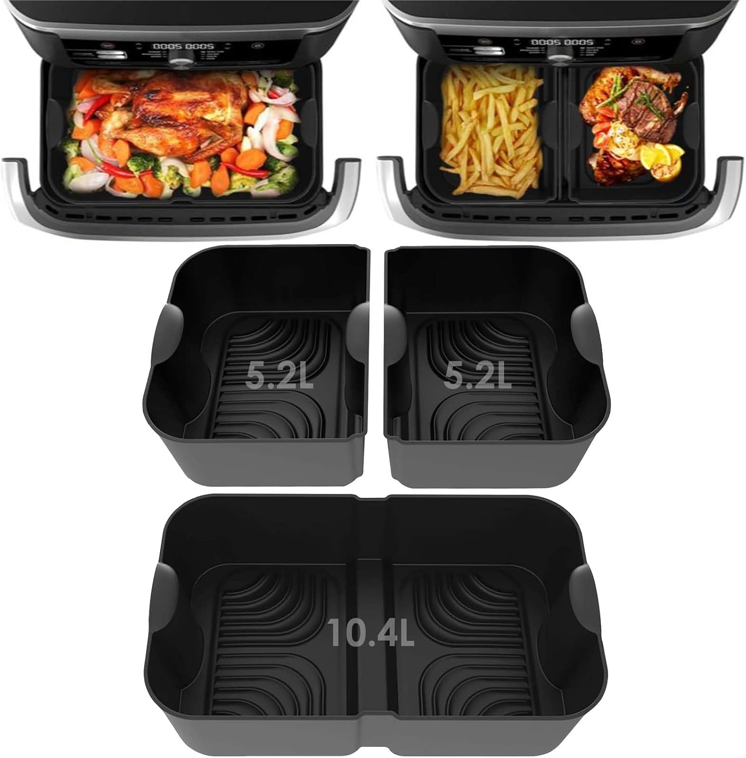 Pietuley 3PCS Higher Silicone Air Fryer Liner for Ninja Flexi Drawer Air Fryer A...