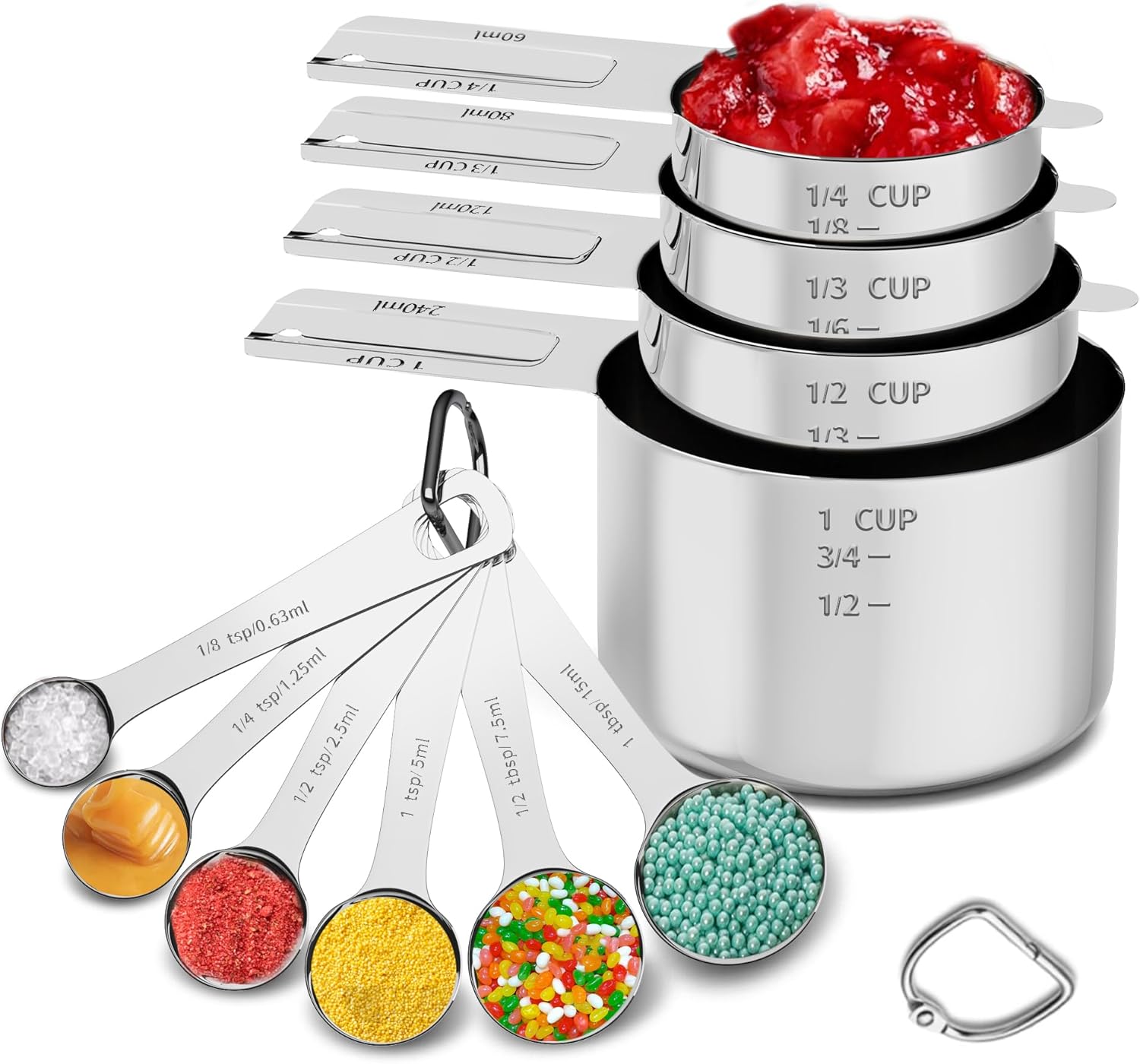Measuring Cups and Spoons Set, Stainless Steel Measuring Cups Measuring Spoons w...
