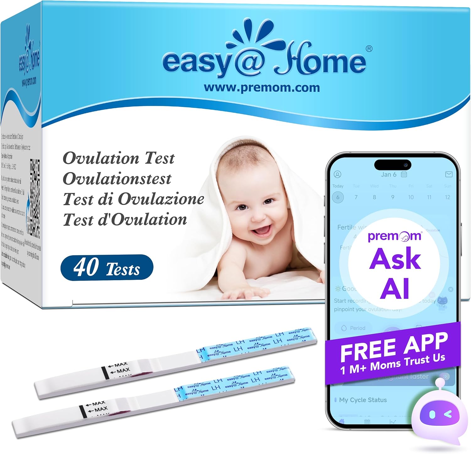 Ovulation Fertility Test Predictor Kit: Easy@Home 40 LH Strips Accurate Fertilit...