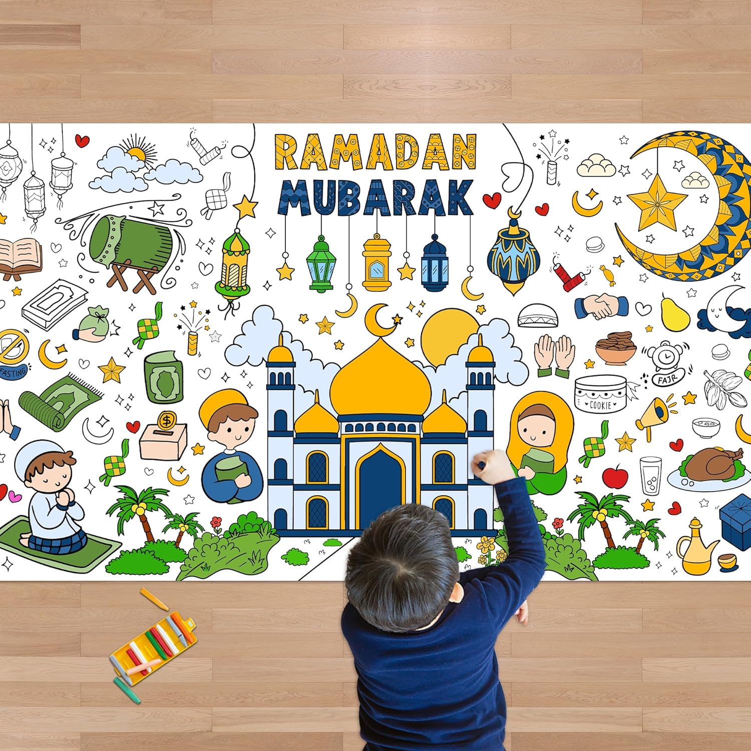 OHOME Ramadan Giant Coloring Poster/Tablecloth-Ramadan Decorations - Jumbo Color...