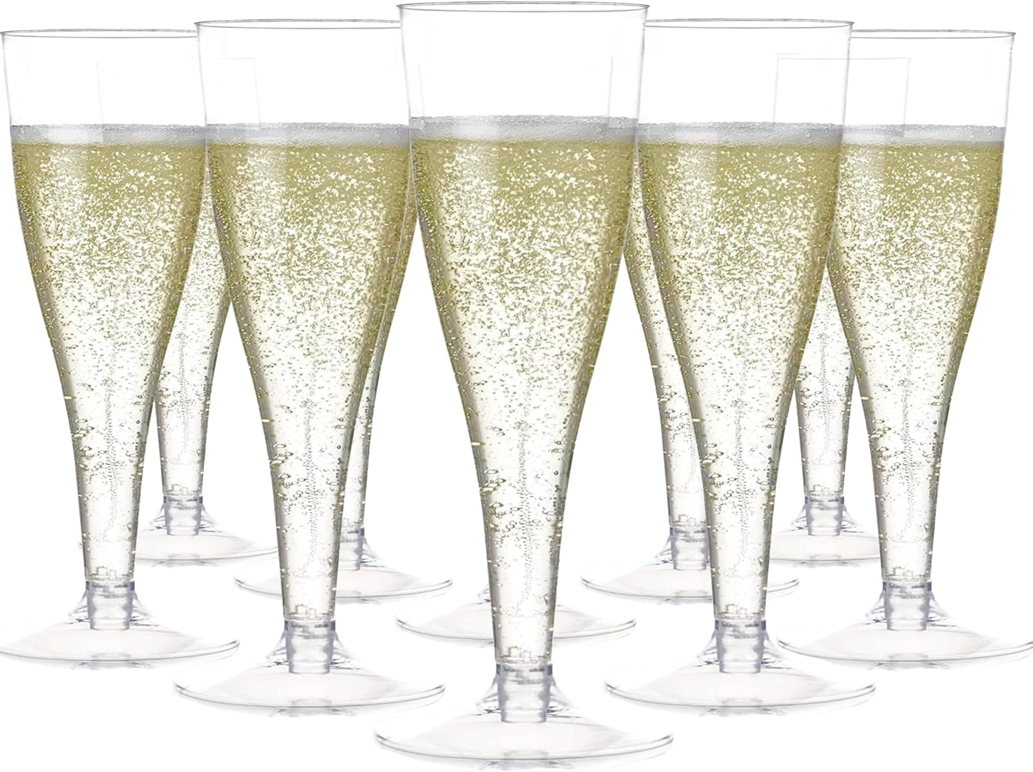 Prestee Clear Plastic Champagne Glasses - 100 Pieces Disposable Champagne Flutes...