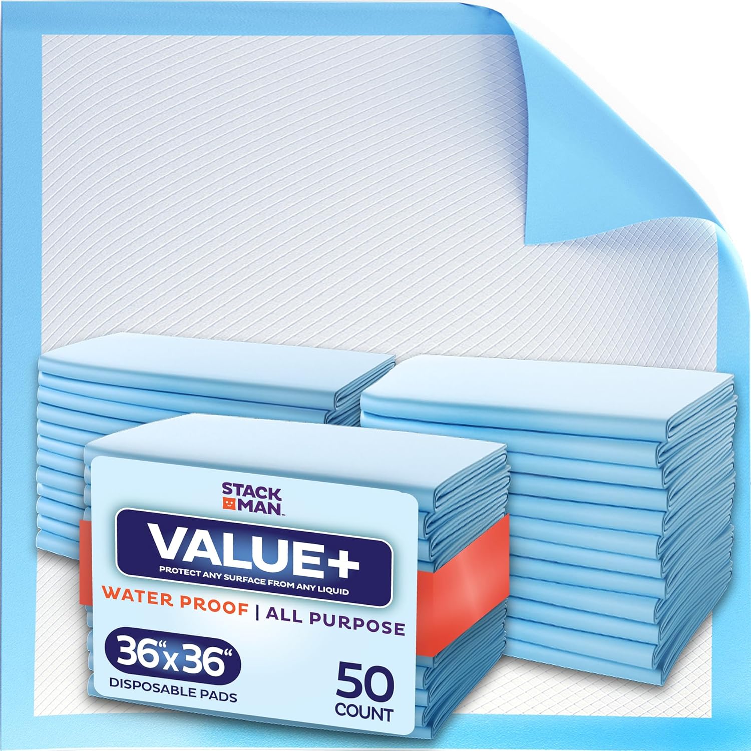 Chucks Pads Disposable 36 x 36 Underpads [50-Pack] Incontinence Chux Pads Absorb...
