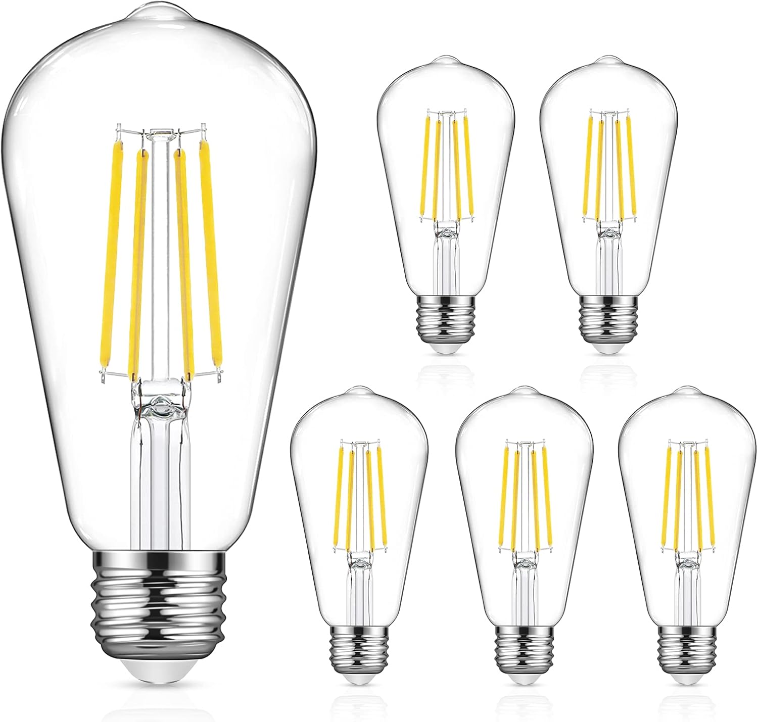 Uchrolls Vintage Edison Light Bulb ST58, E27 Base,6W (Equivalent to 60W),Dayligh...