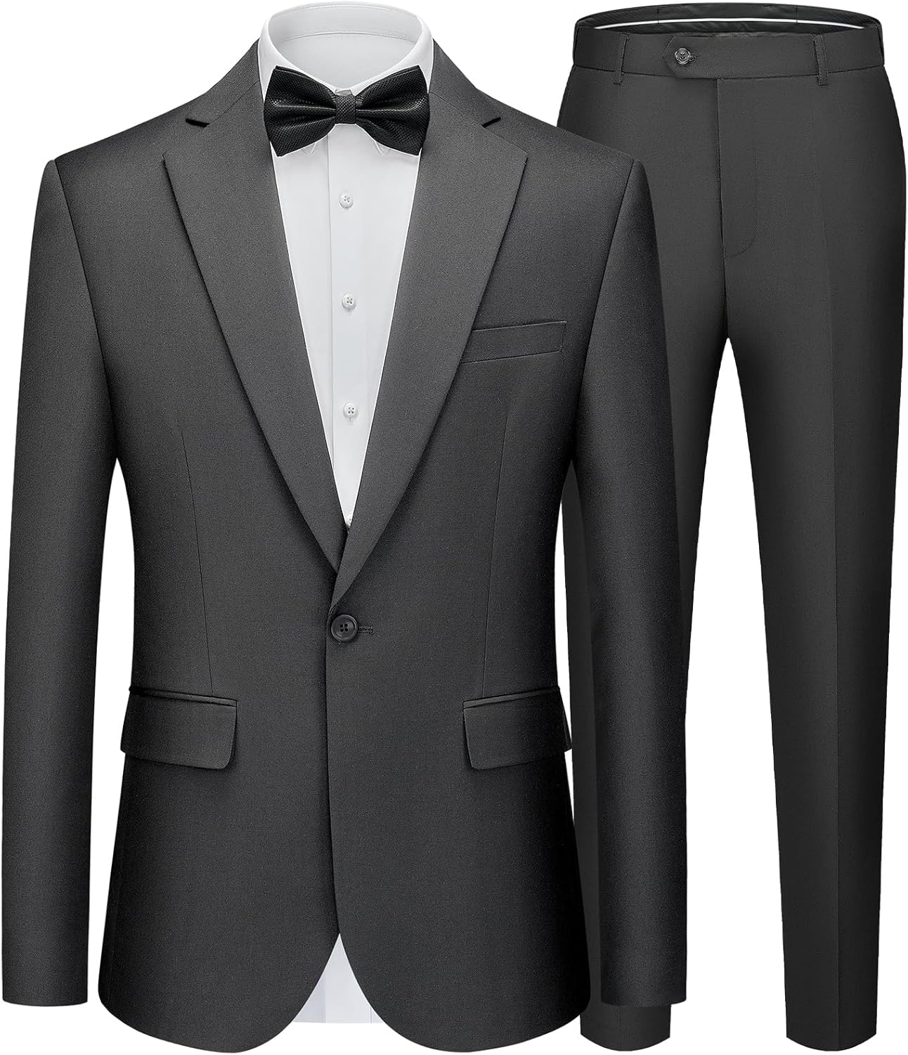 WEEN CHARM Men's Suits Slim Fit 2 Piece One Button Blazer Jacket Wedding Prom Tu...