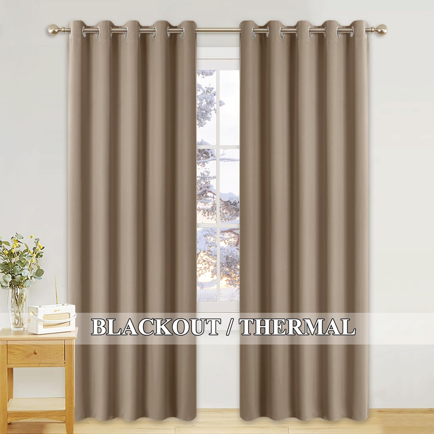 PONY DANCE Blackout Window Curtains - Thermal Insulated Eyelet Curtain Panels Ho...