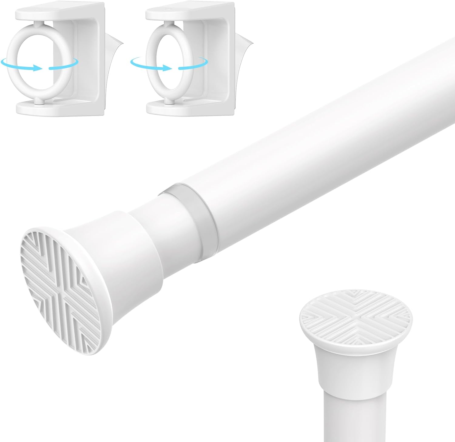 1PCS Spring Tension Curtain Rods 23 to 48 Inch White Tension Rod Spring Curtain...