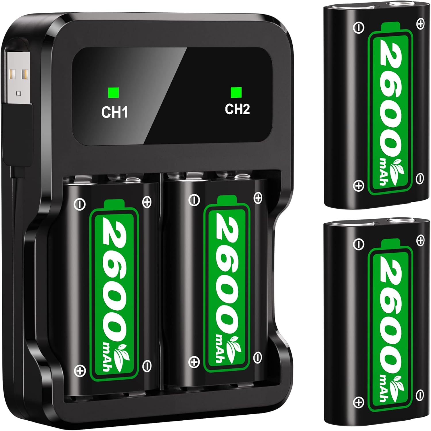 Rechargeable Battery Packs for Xbox Series X|S/Xbox One, Ponkor 4x2600mAh Batter...