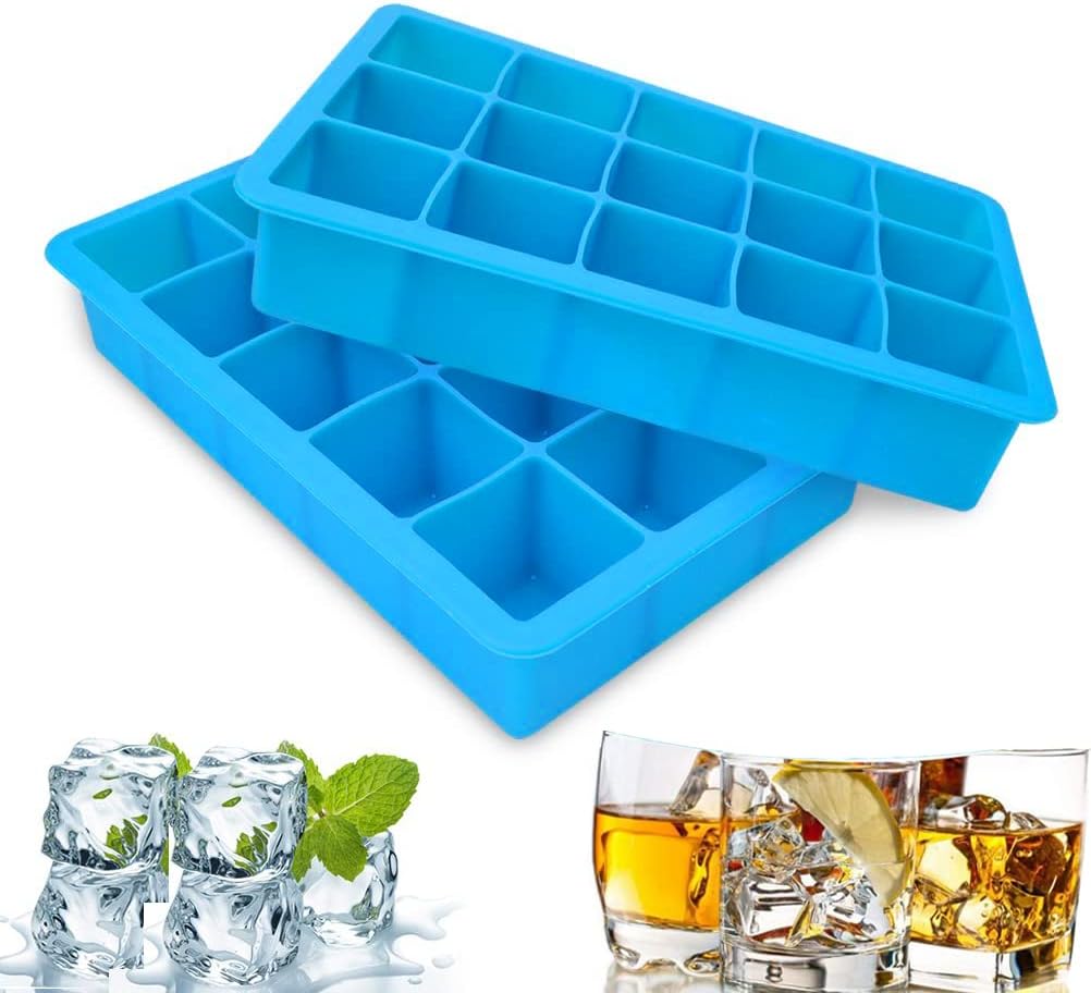 2 Packs Silicone Ice Cube Tray, Easy-Release Ice C...