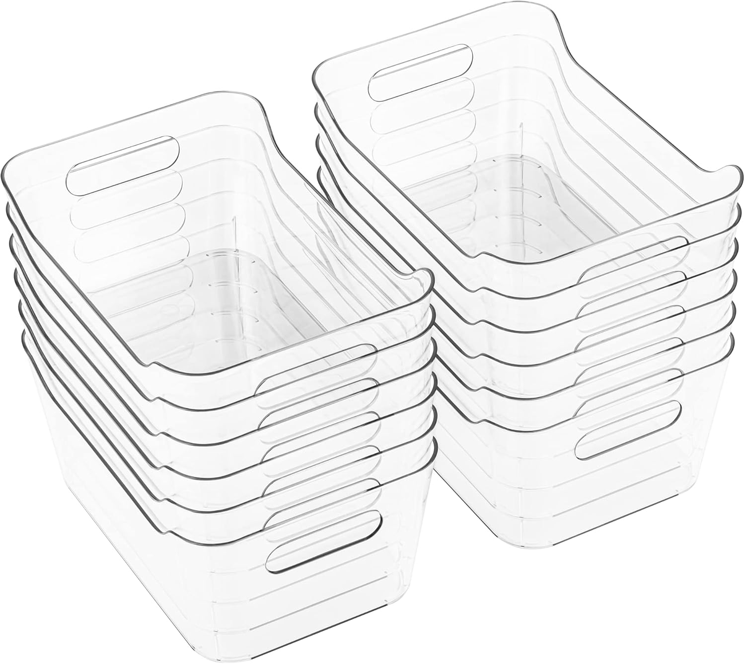 Tiawudi 12 Pack Plastic Storage Bins, Multi-Use Organizer Bins, Pantry Organizer...