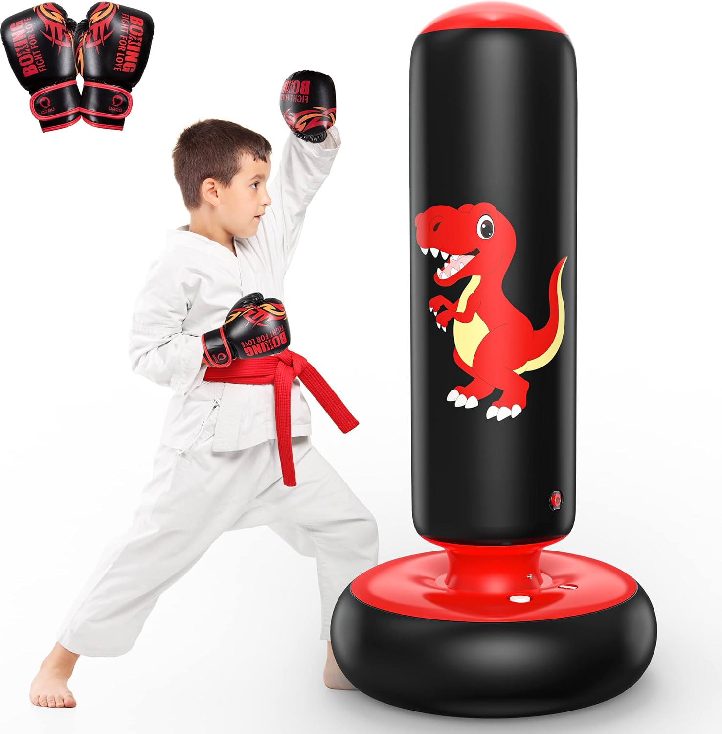 QPAU Inflatable Punching Bag, 48 Inch Stable Inflatable Boxing Bag for 3-6 Kids,...