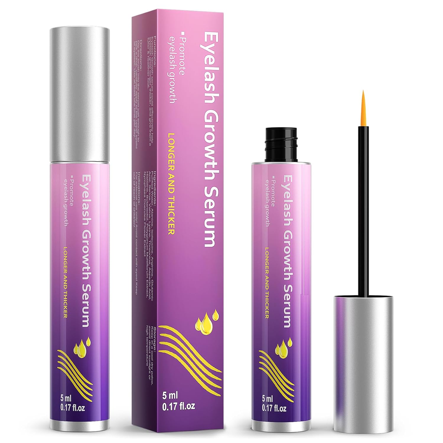 Eyelash Growth Serum, Premium Lash Serum Promotes Longer, Thicker, Fuller,Eyelas...