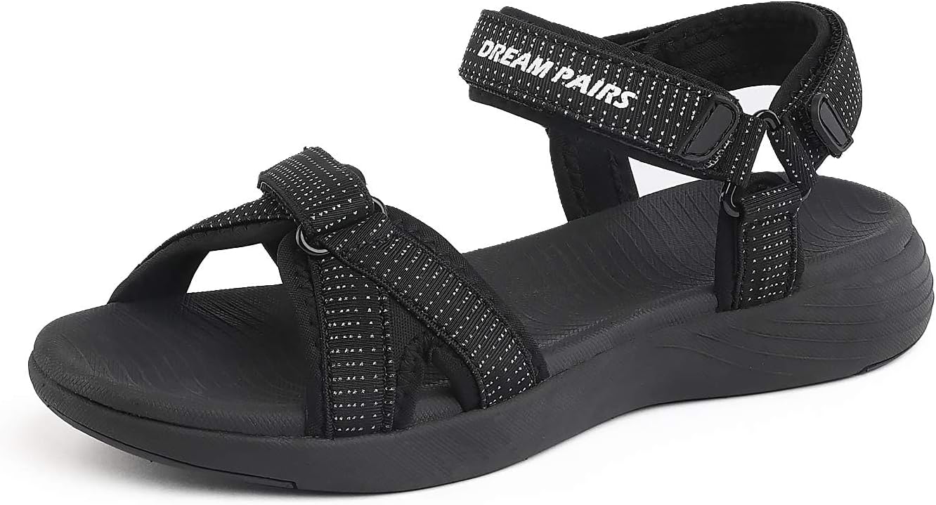 DREAM PAIRS Women's Sport Athletic Sandals Outdoor Hiking Sandals 7 Black