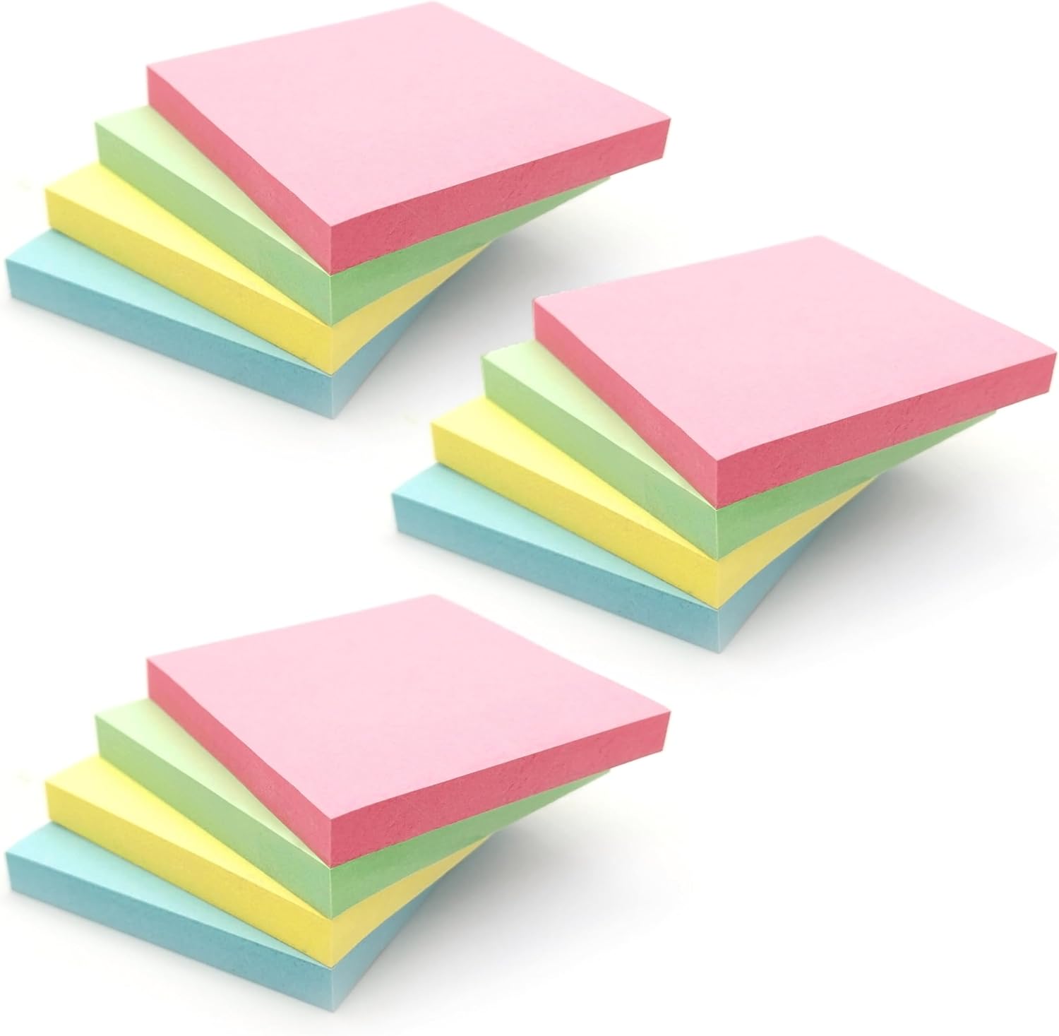 3 x 400 Quality Pastel Colours Removable Sticky Post Notes 76x76mm 2 x 4 Pads of...