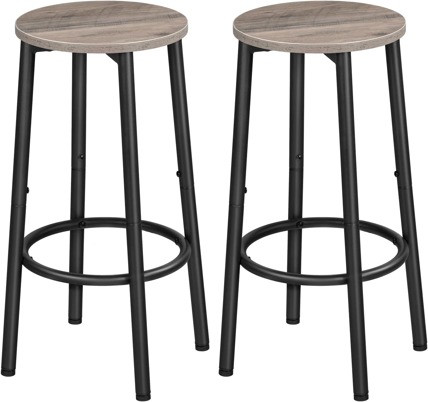 HOOBRO Bar Stools, Set of 2 Bar Chairs, Kitchen Round Height Stools with Footres...