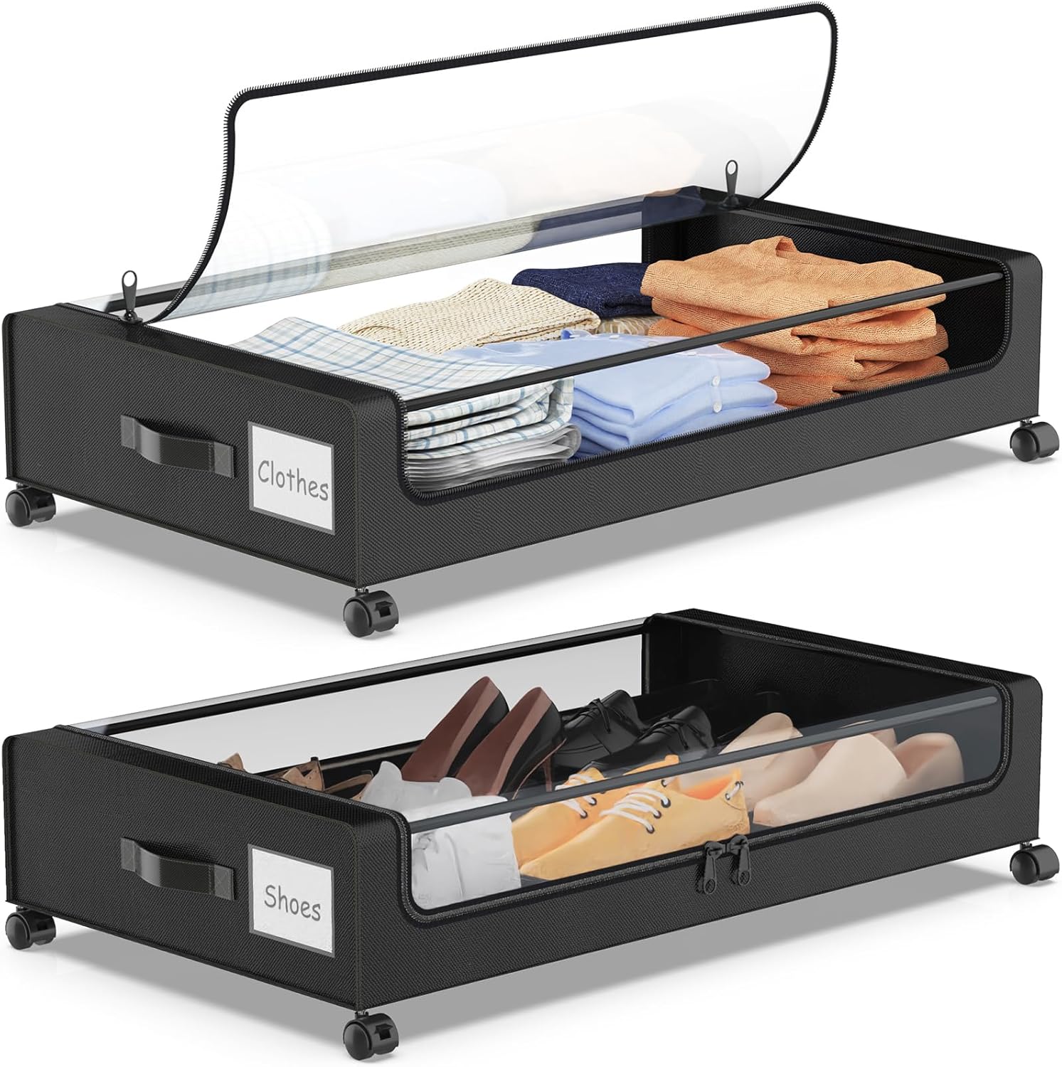 Under Bed Storage with Wheels, XXL 60L Under Bed Storage Containers, under the b...