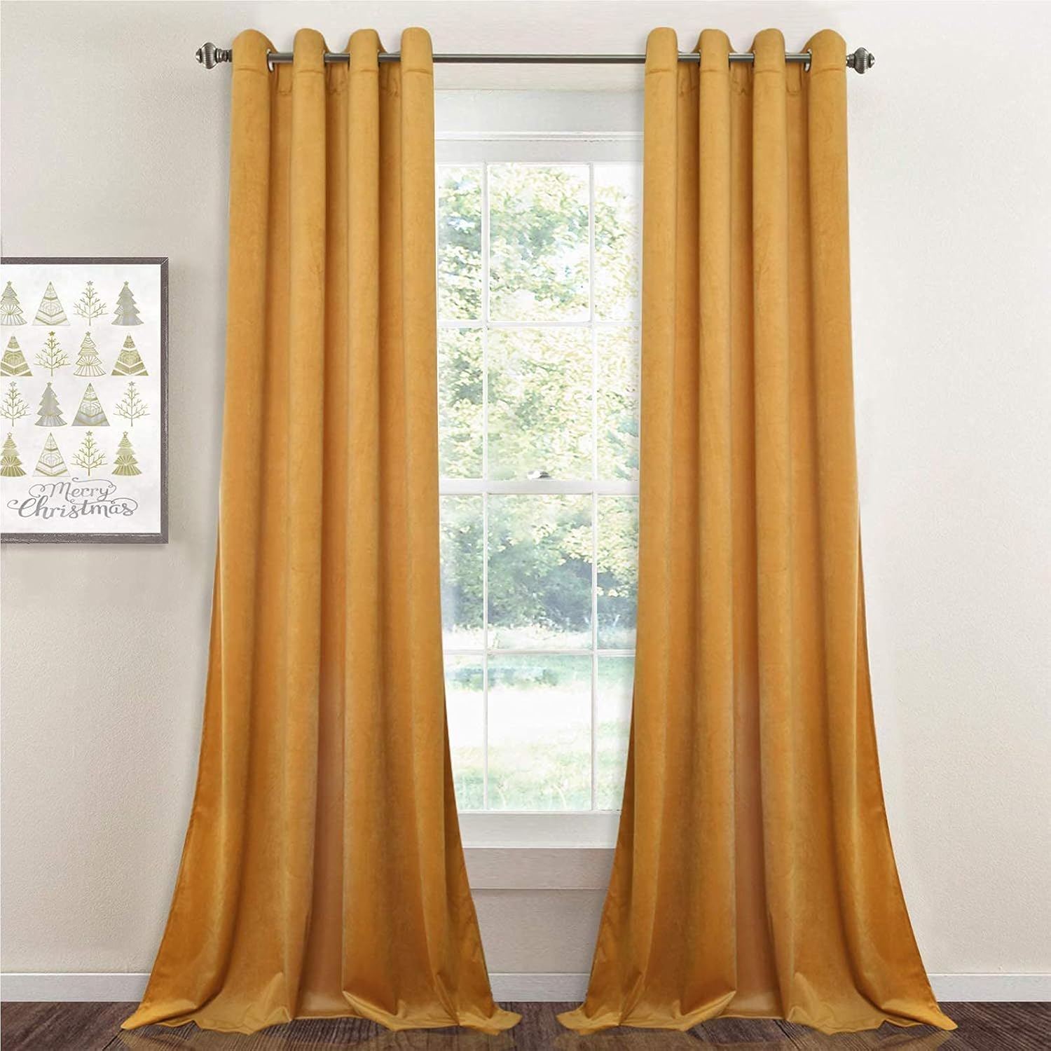StangH Yellow Velvet Curtains 96 inches - Kids Room Velvet Privacy Drapes Light...