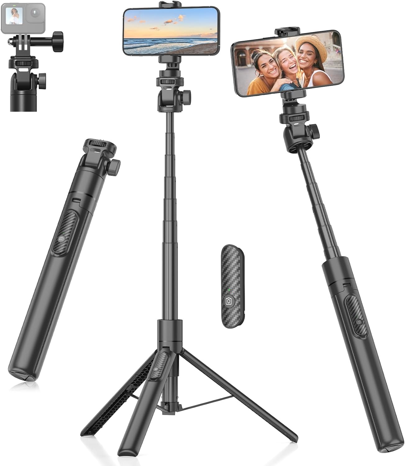 Gahenwo 61" Selfie Stick, Phone Tripod/Monopod with Wireless Remote and Smartpho...