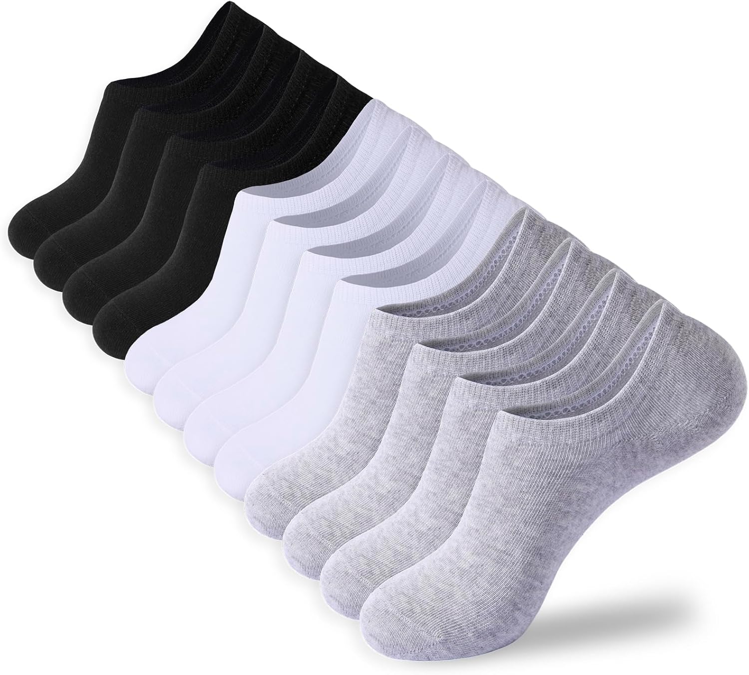 6/12 Pairs No Show Cotton Low Cut Socks - Men & Women's Bulk Liner Socks 6-9.5 M...