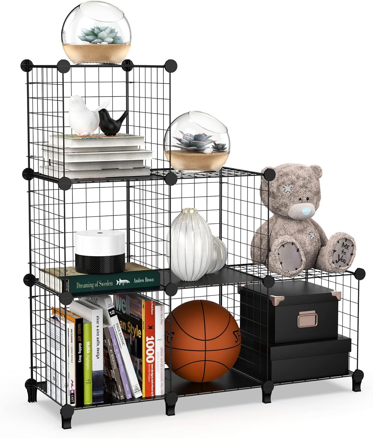 HOMIDEC 6 Cube Wire Storage Shelves, Multifunctional DIY Wire Fence Wardrobe Clo...
