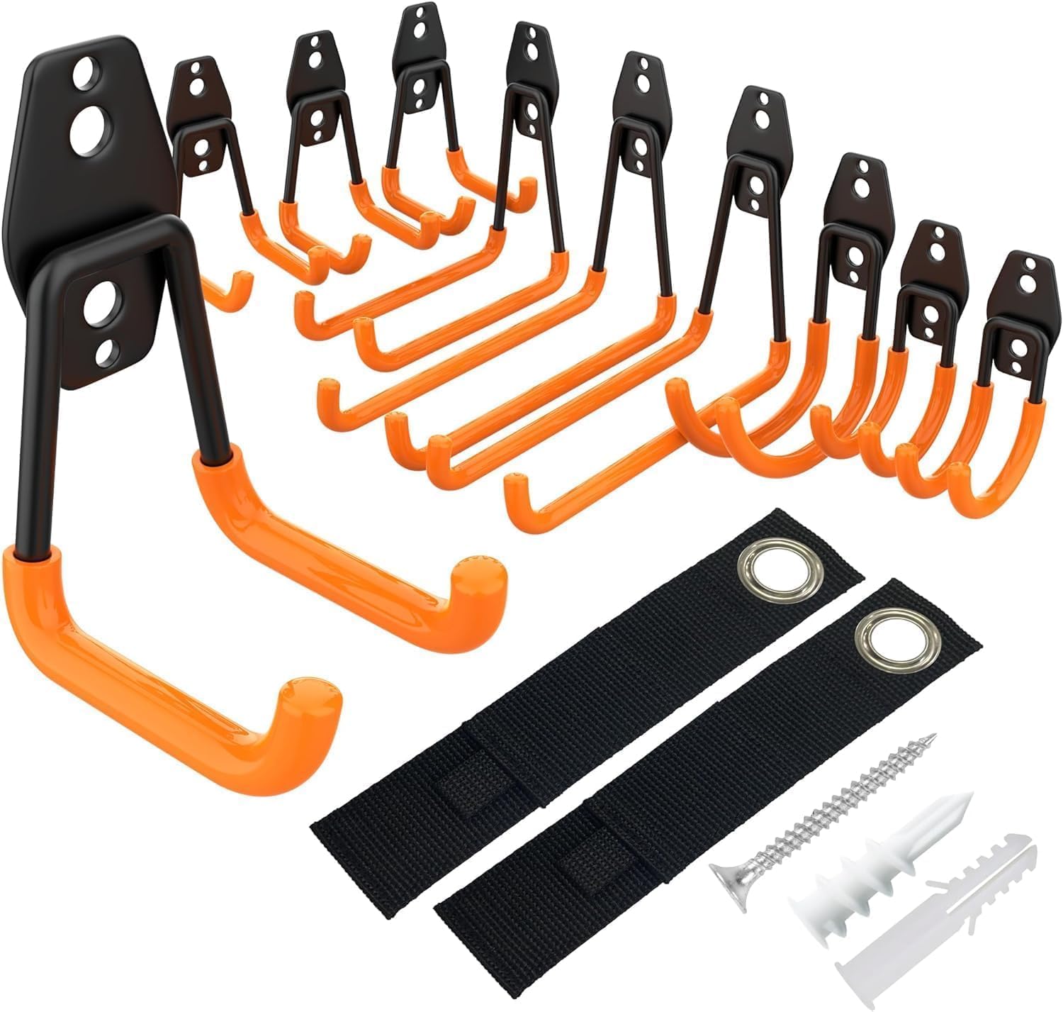 Kitmiido 12 Pack Garage Hooks, Heavy-Duty Steel Wall-Mounted Organiser, Anti-Sli...