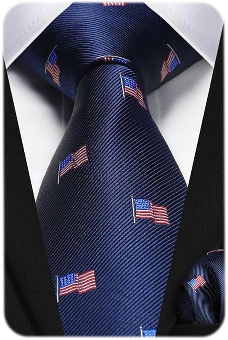 HISDERN Ties for Men Solid Houndstooth Neckties Handkerchief Formal Business Tie...