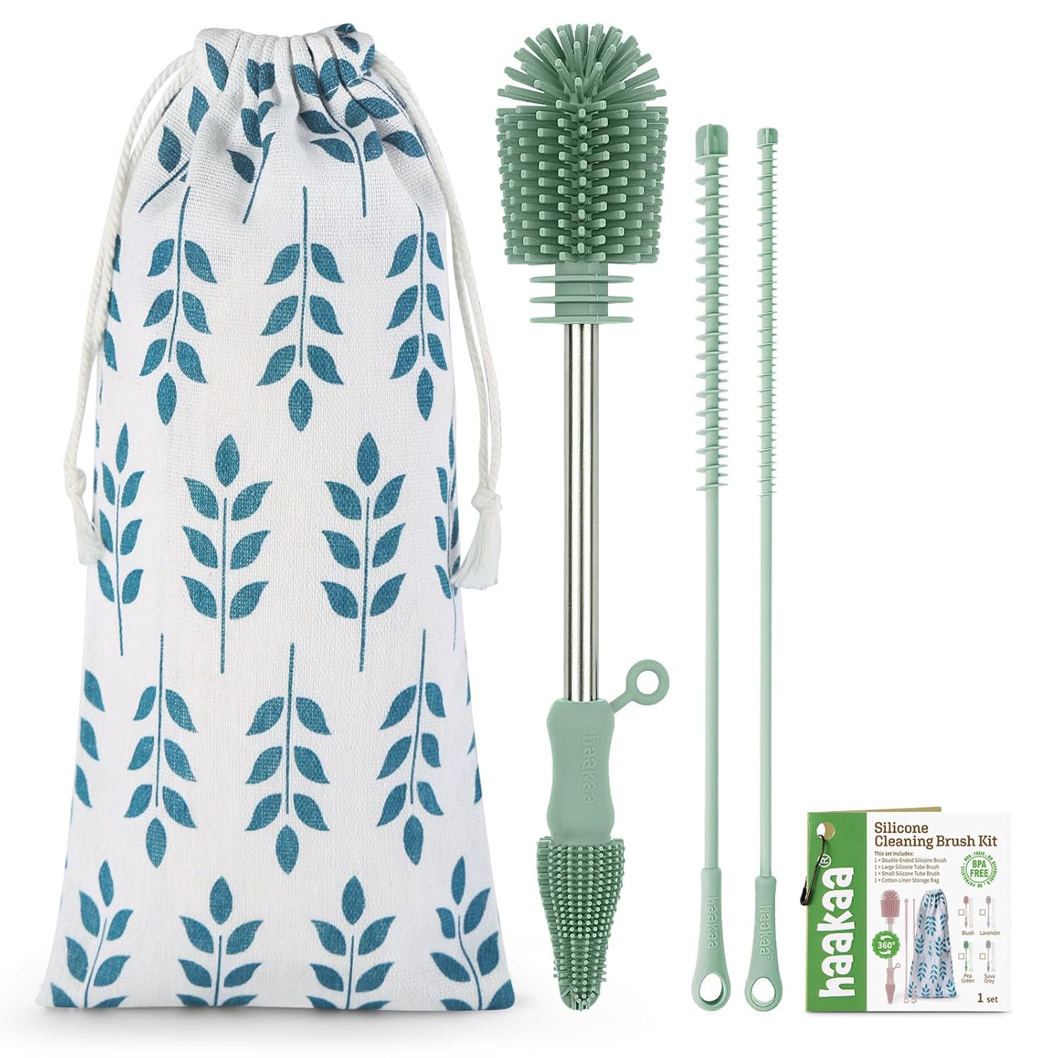 haakaa Silicone Cleaning Brush Kit - Baby Bottle Brush Cleaner for Breast Pump,N...