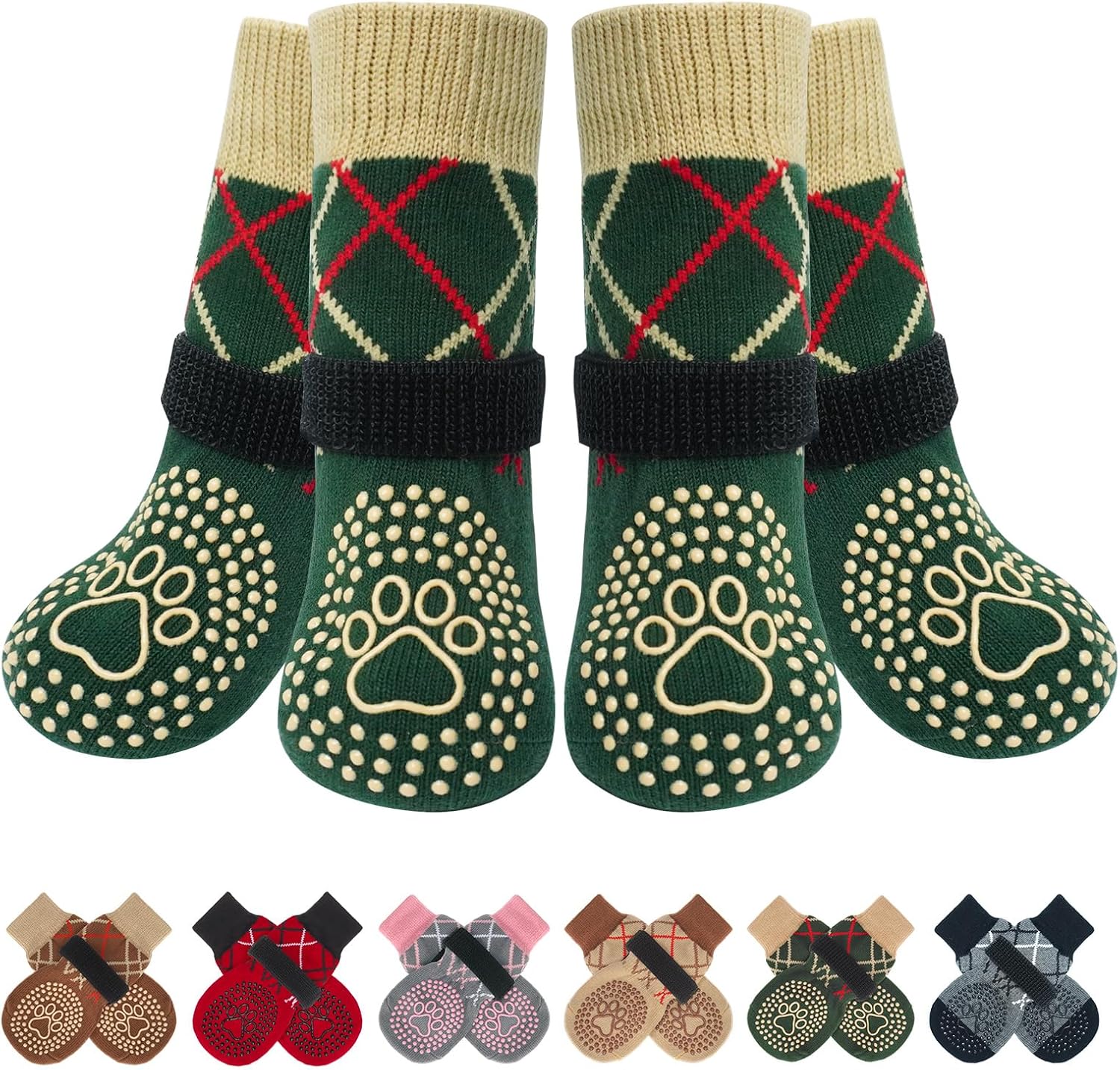 BEAUTYZOO Anti Slip Dog Socks for Hardwood Floors,Dog Shoes for Hot/Cold Pavemen...