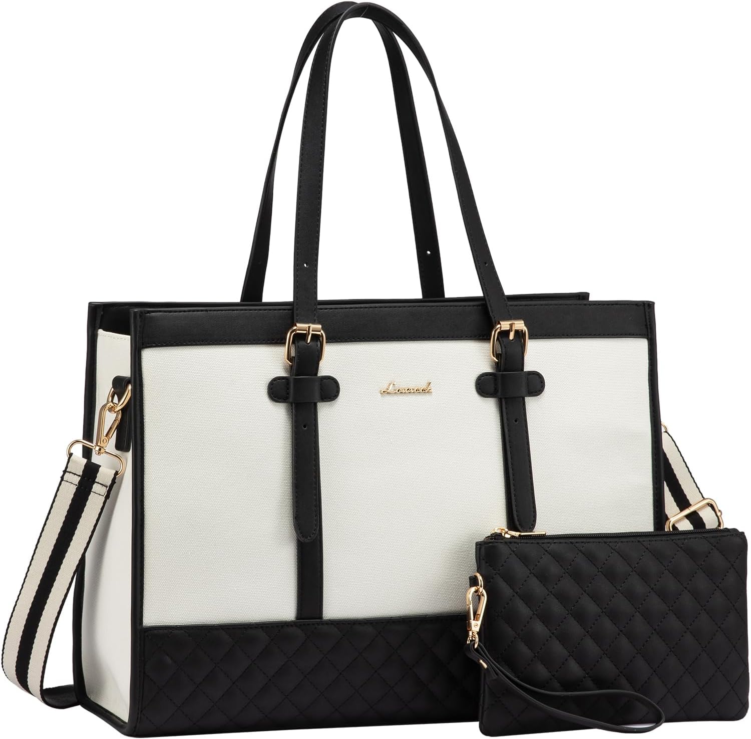 LOVEVOOK Laptop Bag for Women 15.6 inch Canvas Laptop Tote Bag, Large Capacity W...