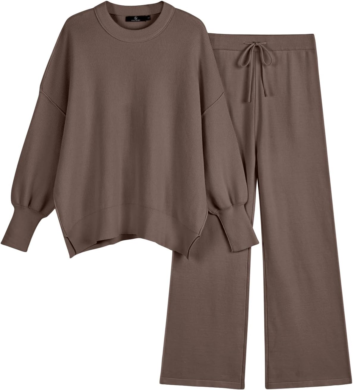 LILLUSORY Women 2 Piece Outfits Sweatsuit Oversized Knit Pullover Sweater Tops W...