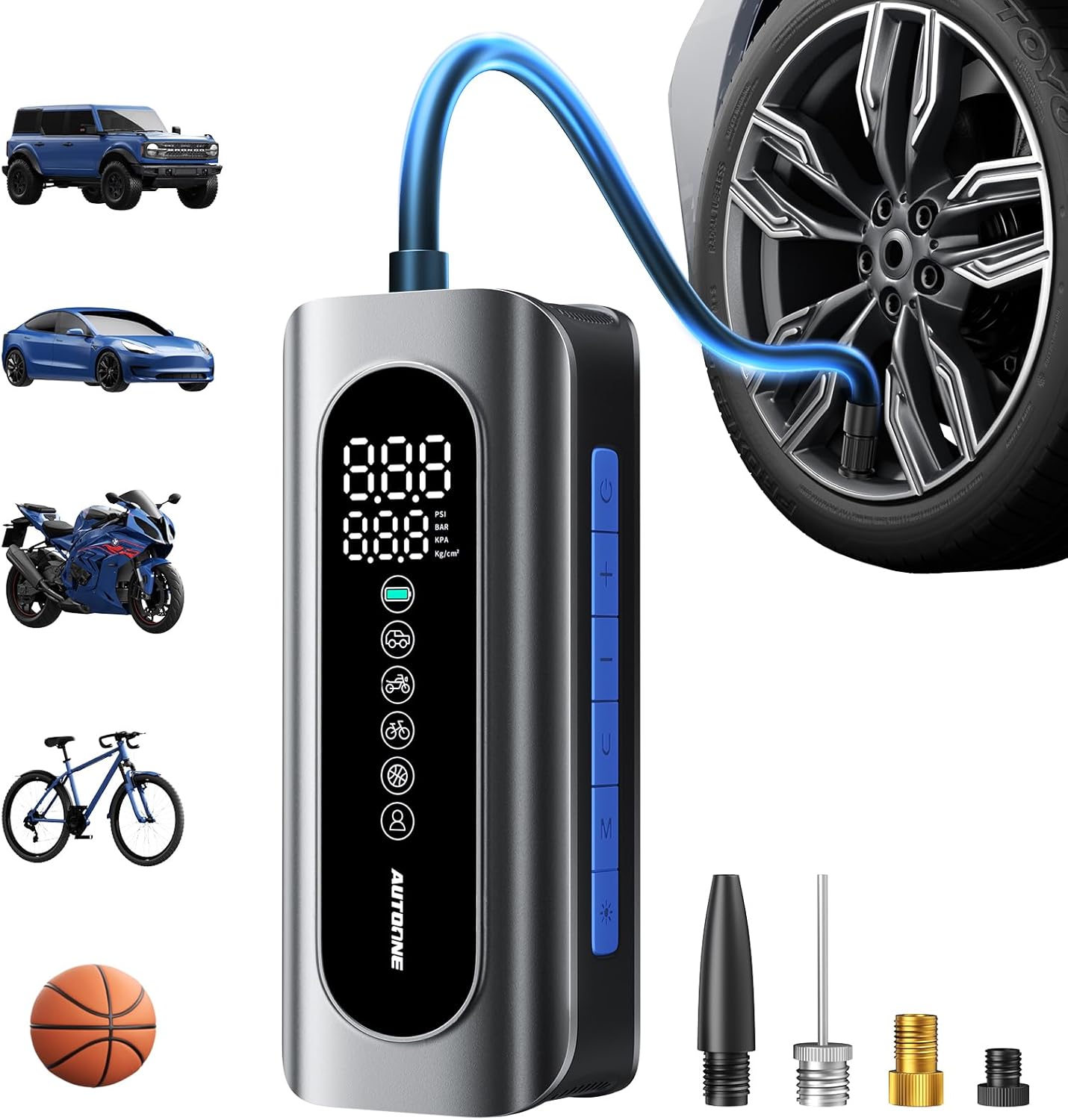 AUTOONE Tire Inflator Portable Air Compressor, 150PSI Air Pump for Car Tires wit...