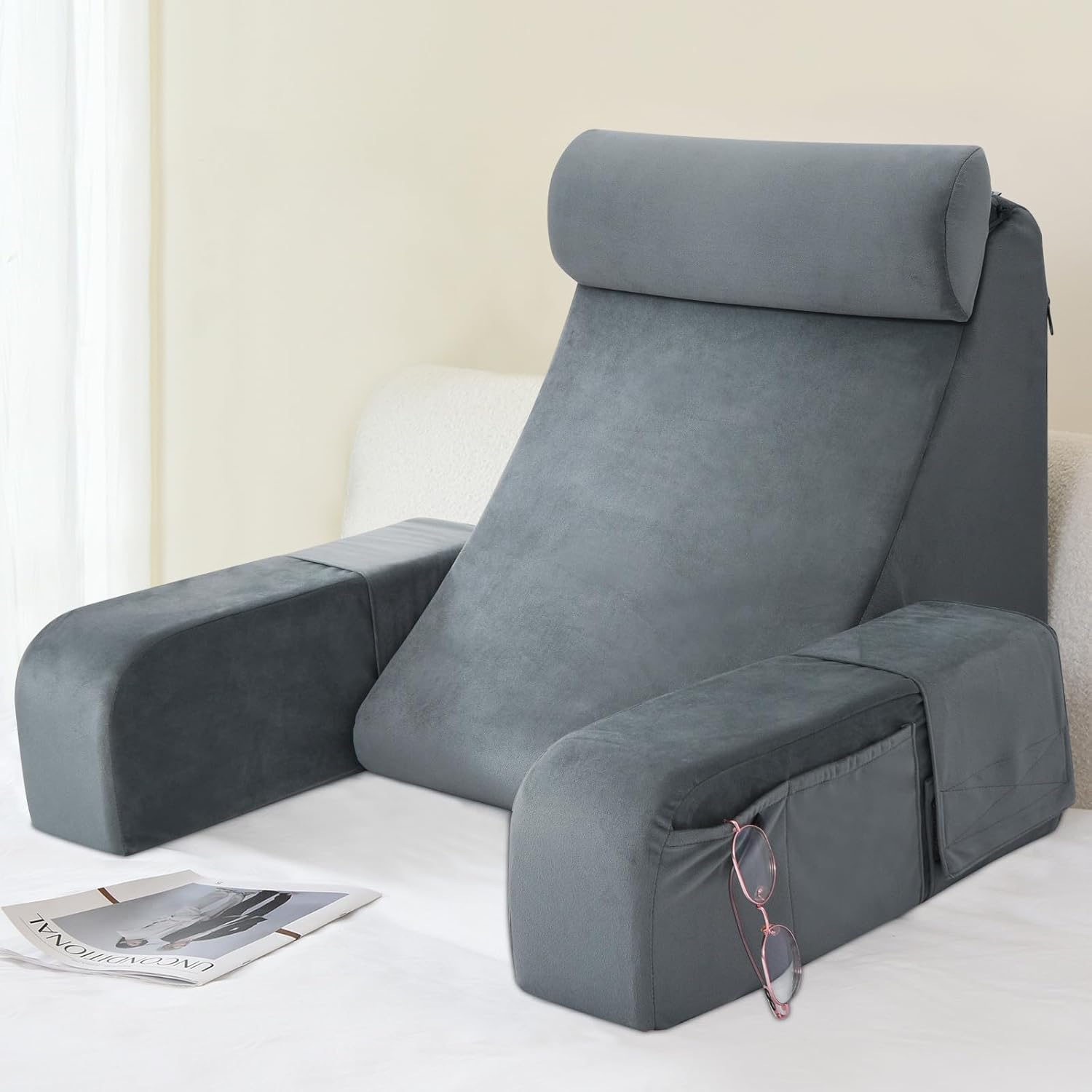 ENITYA Reading Pillow for Sitting in Bed Adult, Back Pillow for Bed Sitting up,...