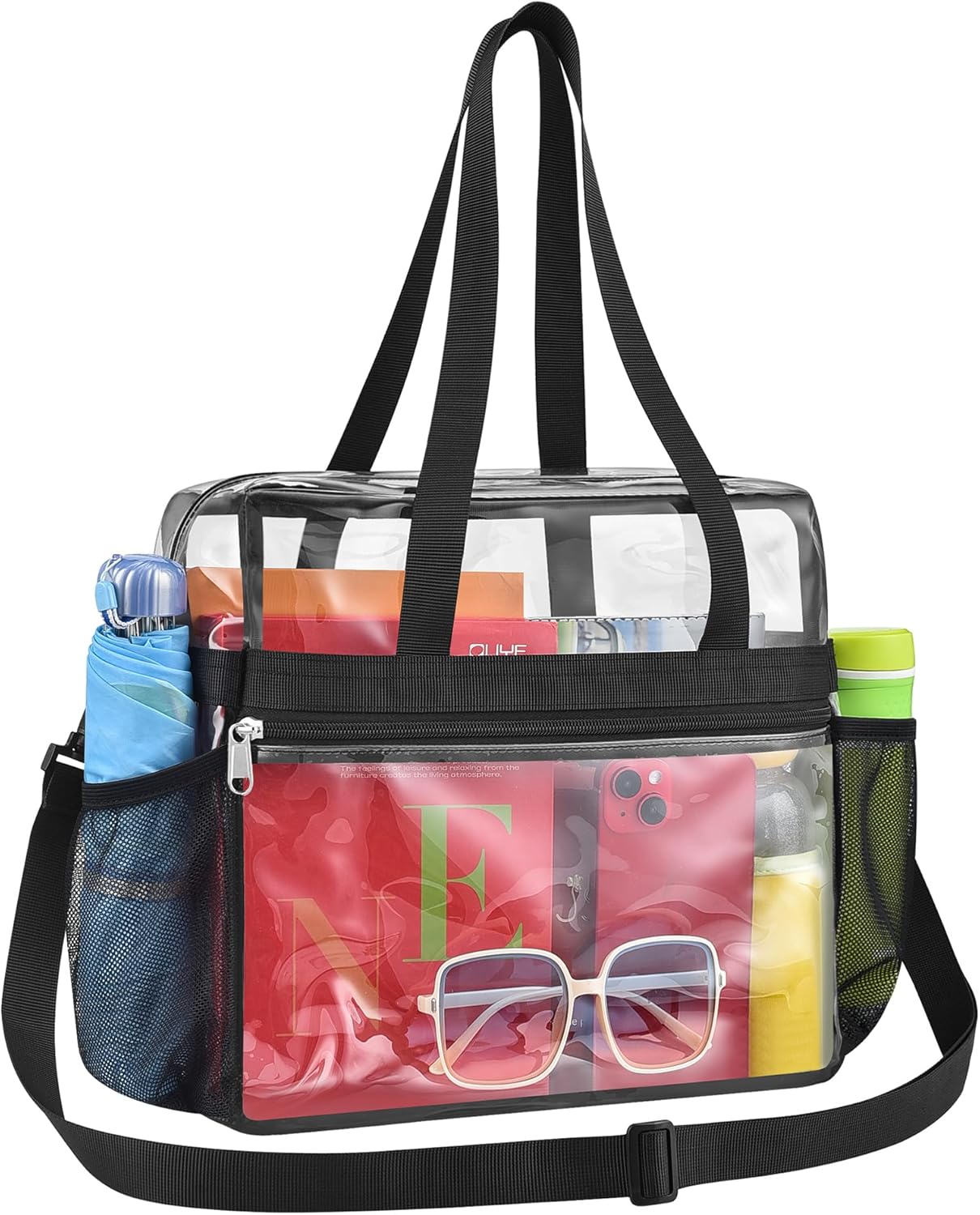 Paxiland Clear Bag for Stadium Events 12x6x12, Clear Tote Bag with Reinforced St...