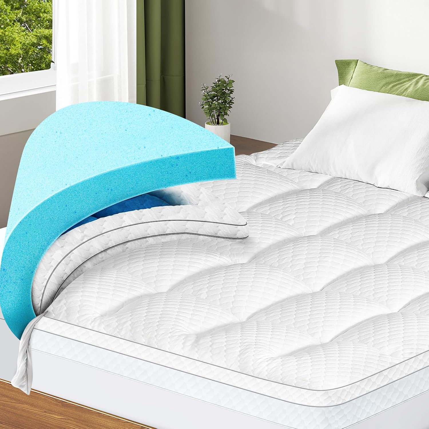 VALUXE Dual Layer 3 Inch Memory Foam Mattress Topper California King Size, 2 Inc...