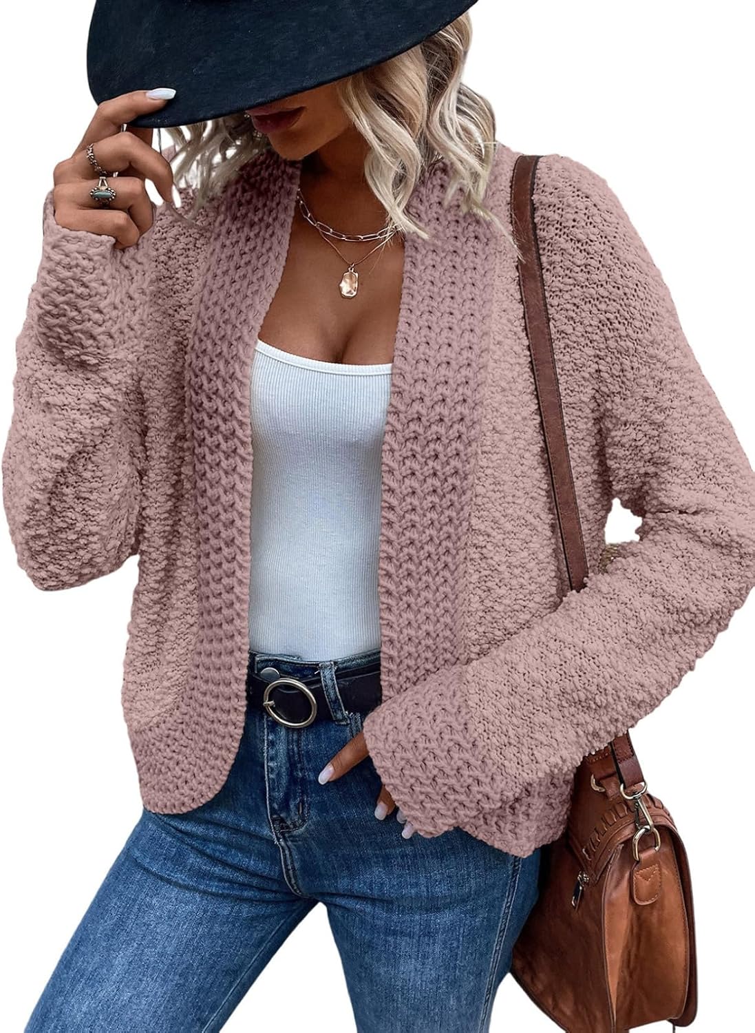 Dokotoo Women's 2025 Fashion Casual Open Front Long Sleeve Chunky Knit Cardigans...