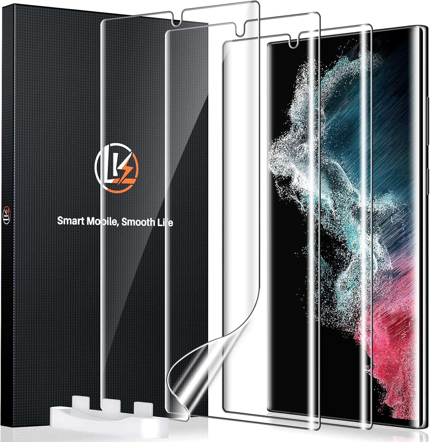 LK 3 Pack for Samsung Galaxy S22 Ultra Screen Protector [Not Glass] [Support Fin...