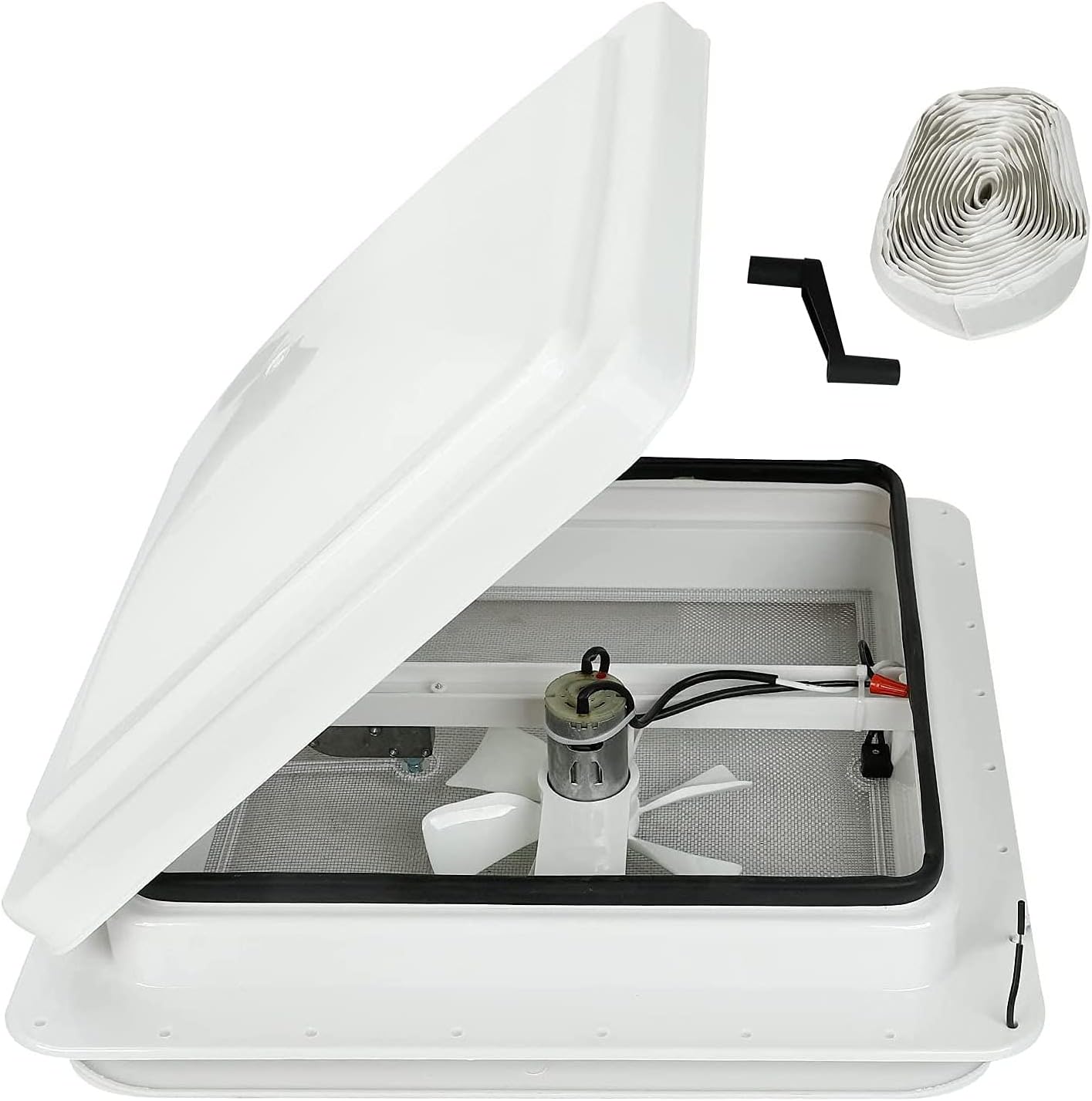 14" RV Roof Vent for Camper Trailer Universal White Lid Roof Vent with 12V RV Ve...