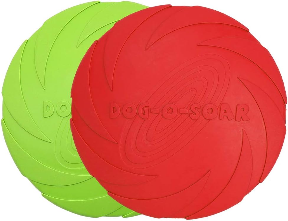 Vivifying Dog Flying Disc, 2 Pack 7 Inch Natural Rubber Floating Flying Saucer f...