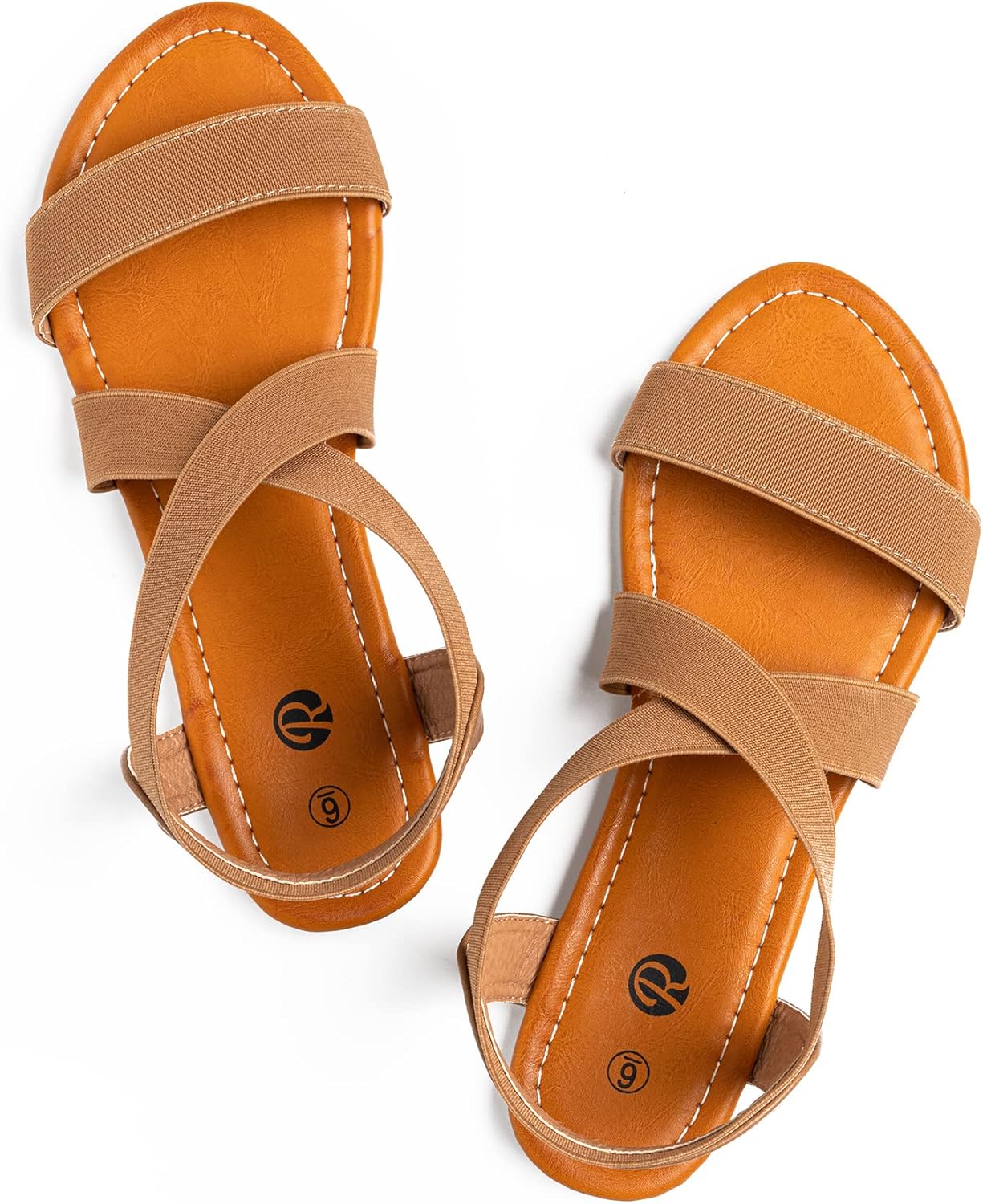 Rekayla Flat Elastic Sandals for Women 8 New Brown
