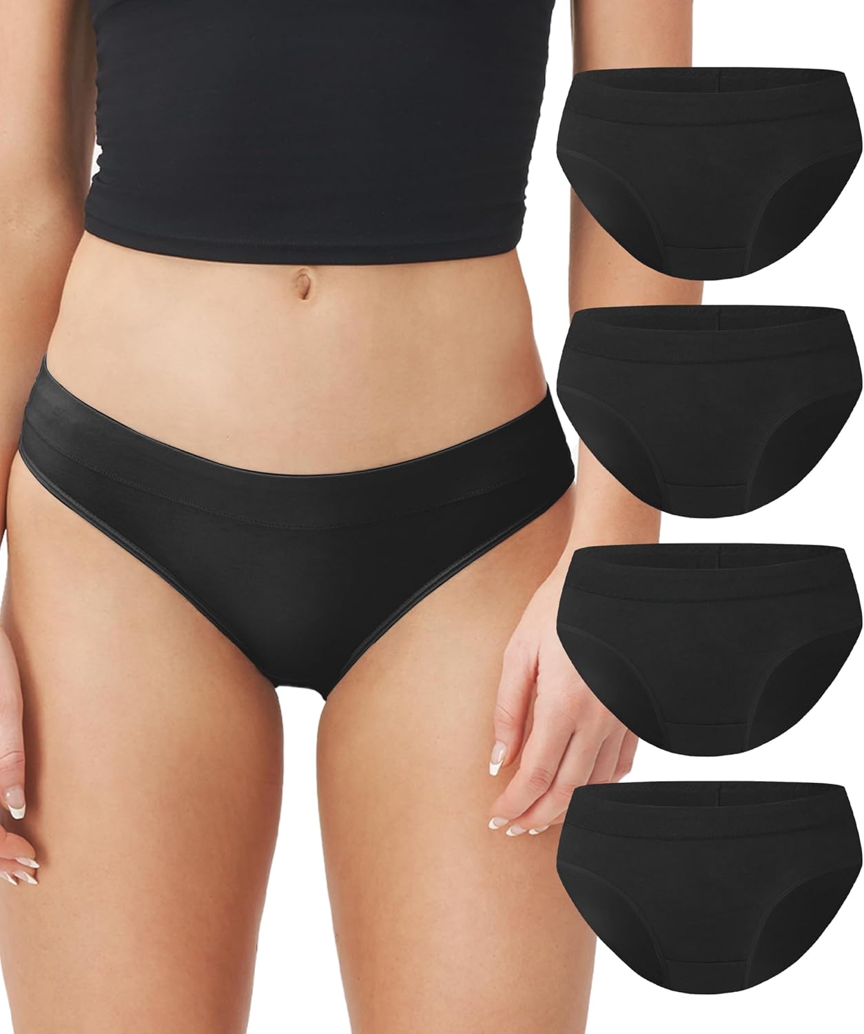 DAVID ARCHY Womens Cotton Bikini Underwear Breathable Low Rise Soft Strench Hips...