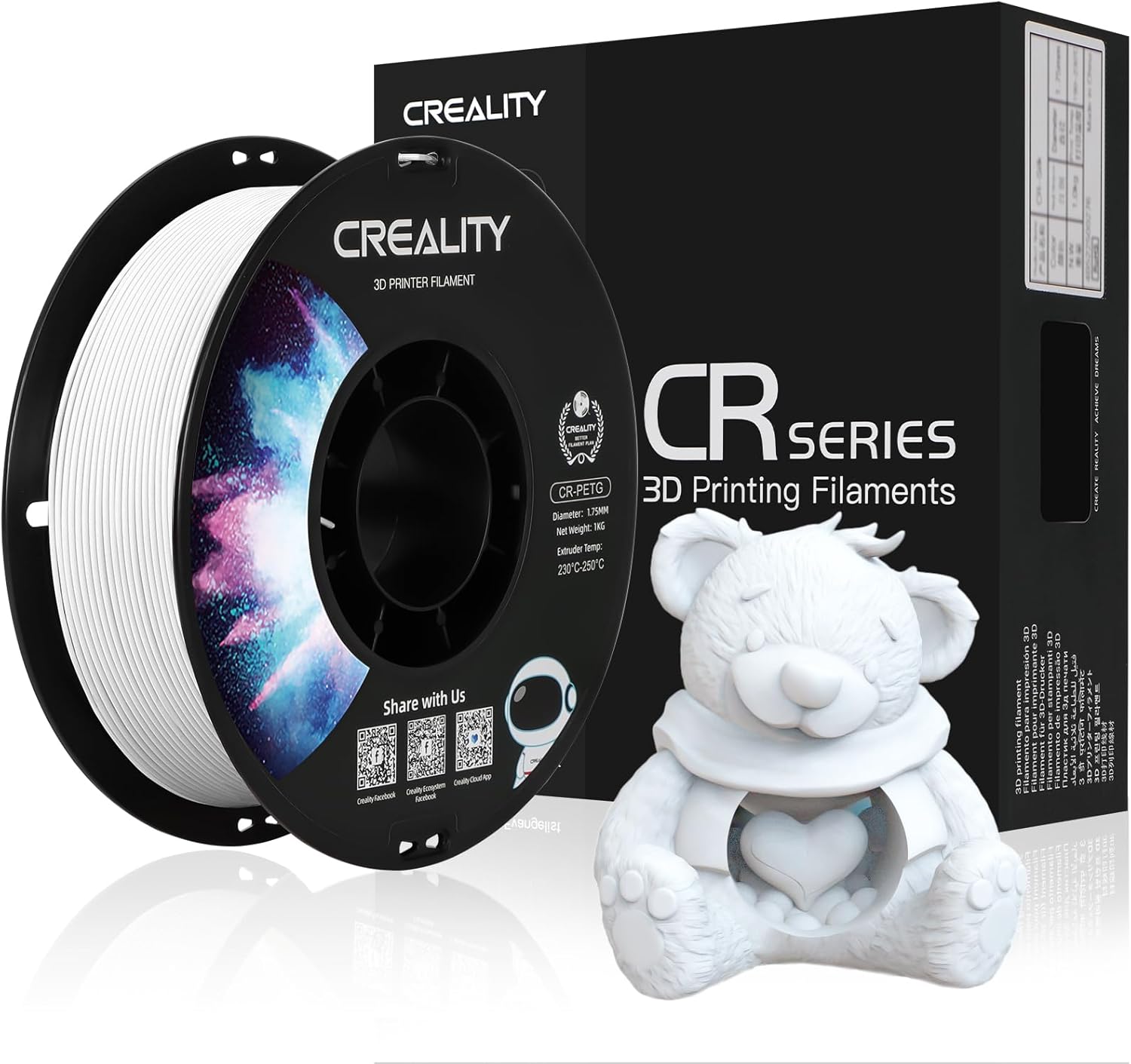 Official Creality 3D Printer Filament, PETG Filament 1.75mm No-Tangling, Strong...