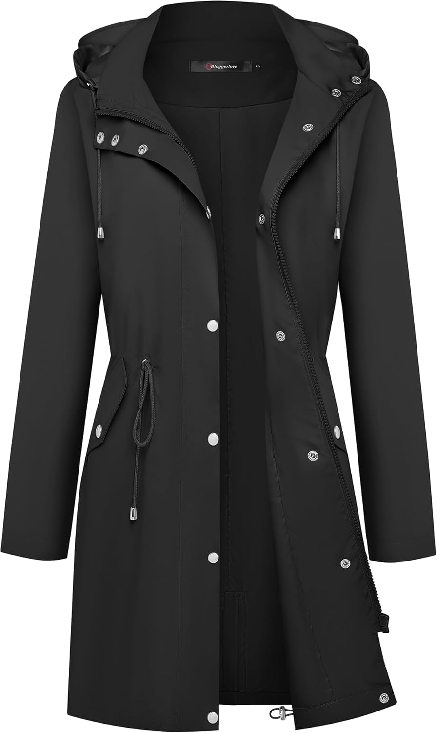 Bloggerlove Rain Jacket for Women Waterproof with Hood Trech Coat for Women Ligh...