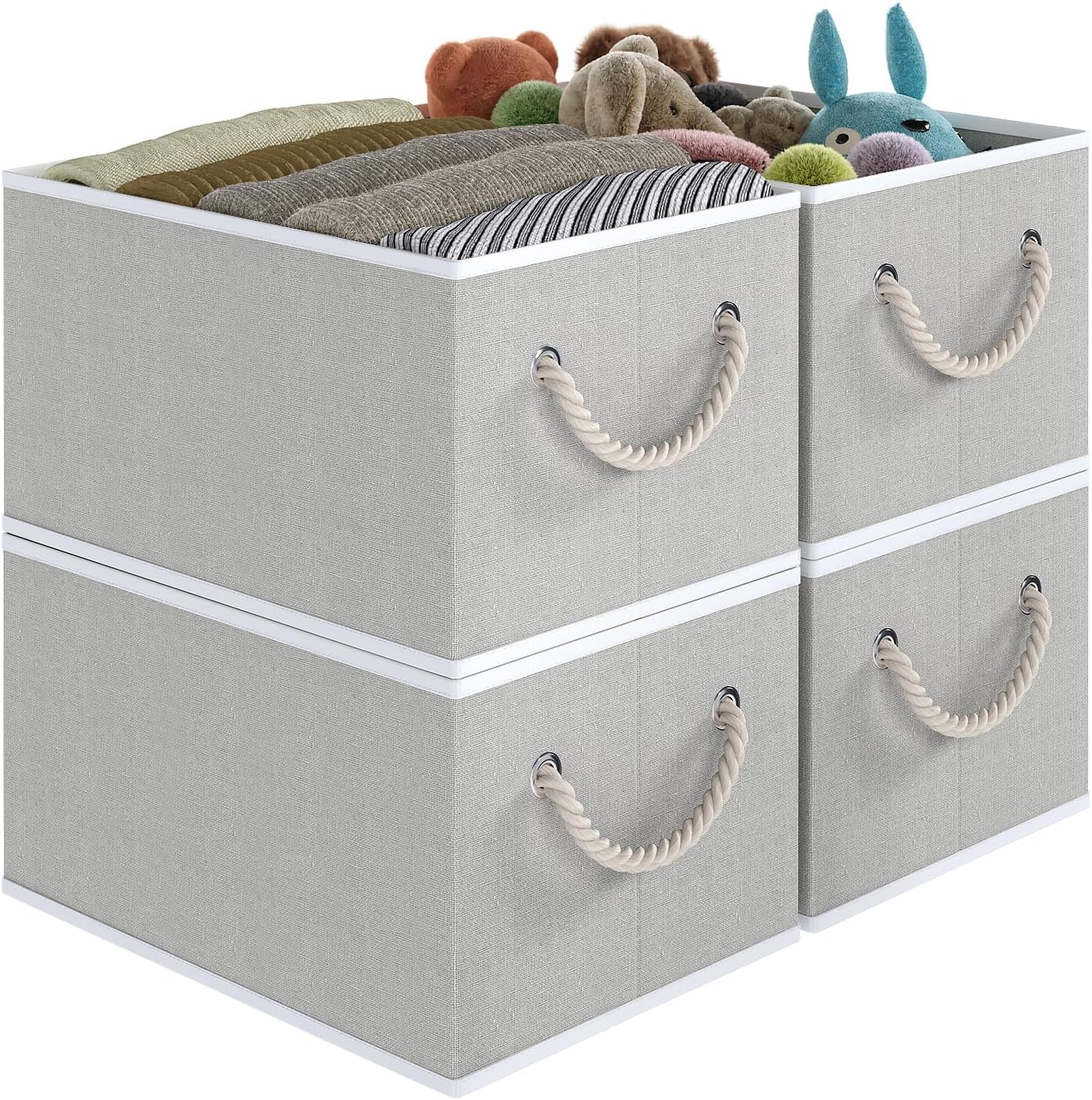 Fabric Storage Bins 4-Pack, Collapsible Storage Baskets for Organizing Toys, Boo...