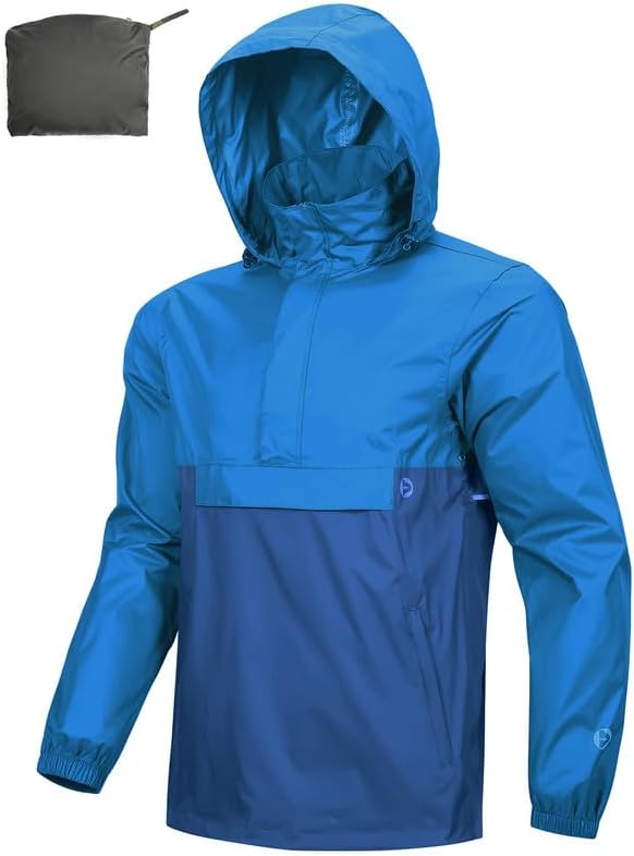 Outdoor Ventures Rain Jacket for Men Waterproof Pullover Lightweight Hooded Wind...