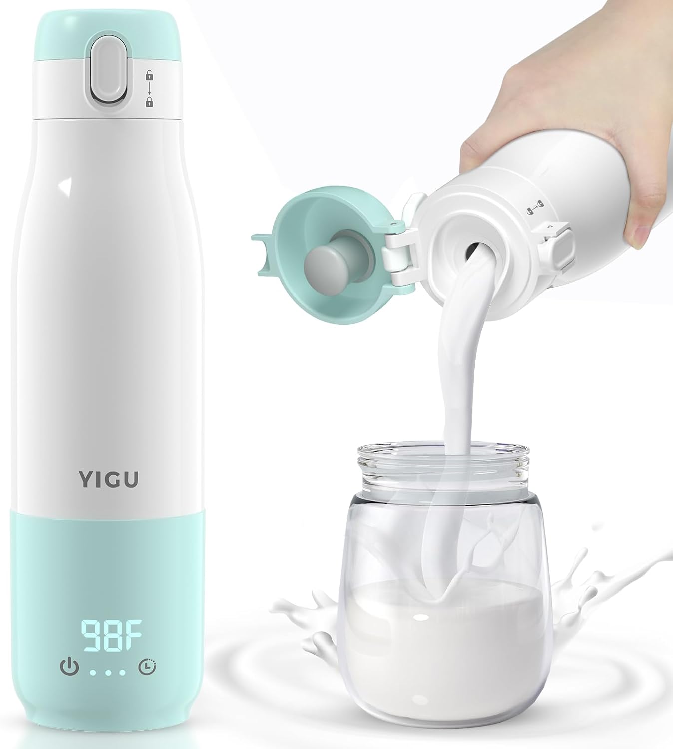 Portable Bottle Warmer 12oz Large Capacity 55W Power, Fast Heating for Breast Mi...