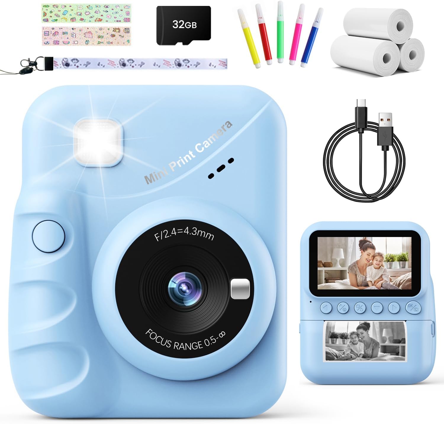 TIATUA Kids Camera Instant Print, 3.0" HD Screen 48MP Instant Camera for Kids wi...