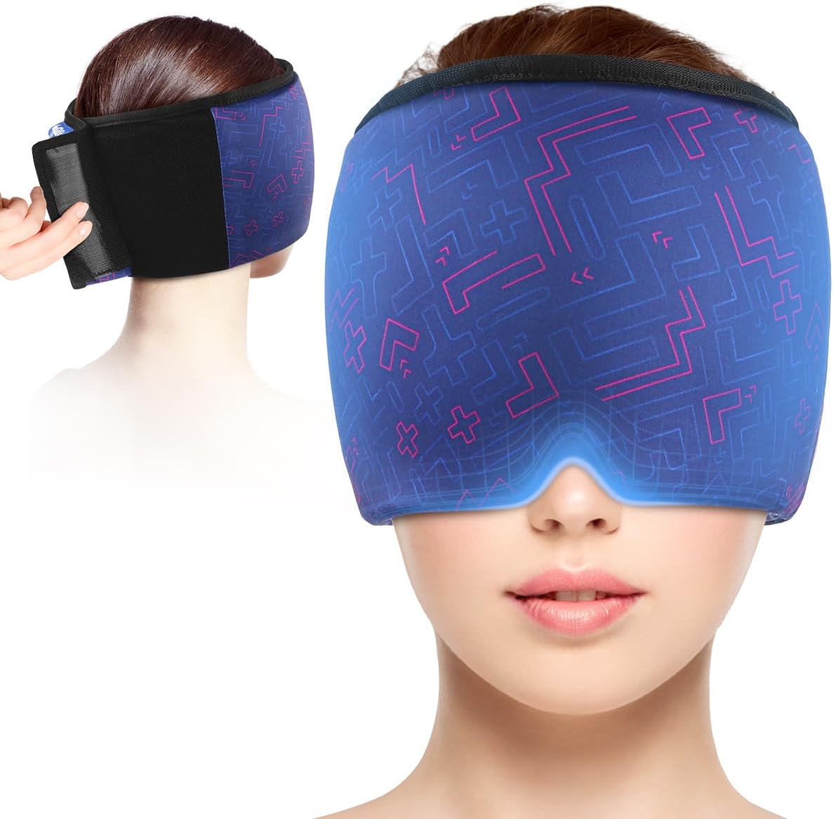 Hilph Adjustable Migraine Ice Pack Head Wrap for Headache Relief, Migraine Heada...