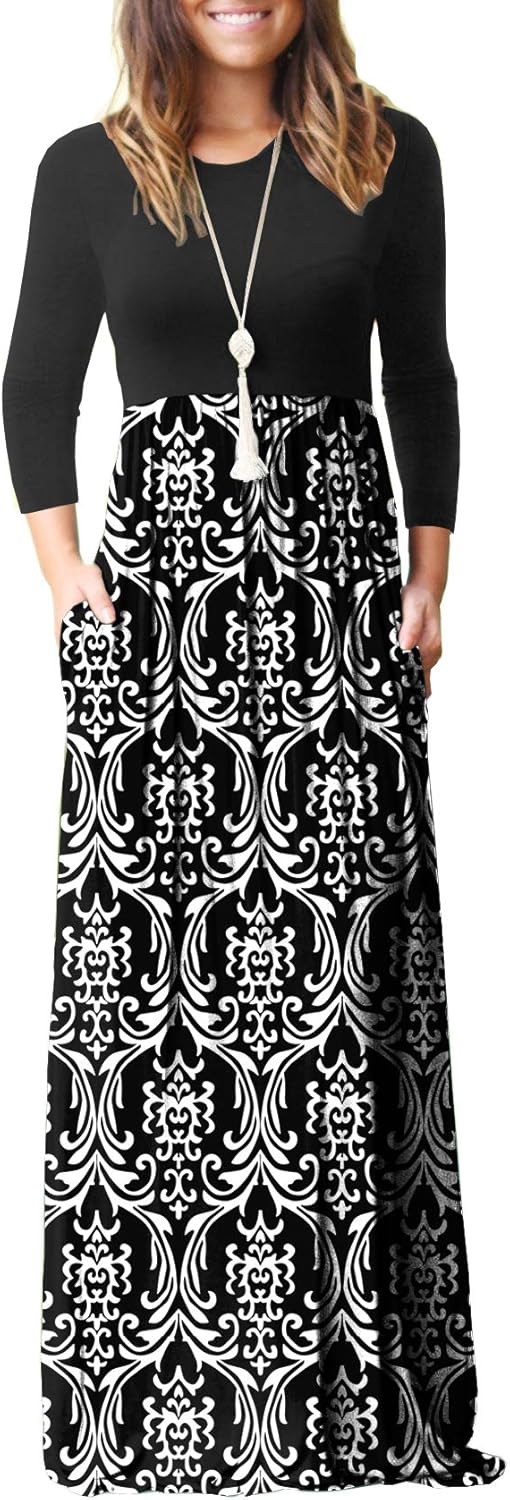 GRECERELLE Womens 2024 Maxi Dresses Long Sleeve Casual Long T Shirt Dress Travel...